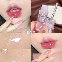 Hydrating Lip Primer with Shimmering Shine and Plumping Effect Transparent Peach Lip Glaze for Dewy Finish and Moisturized Lips