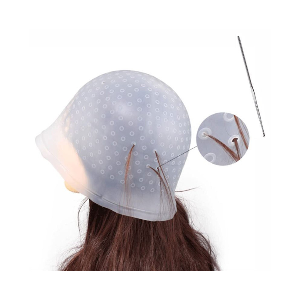 White Silicone Hair Coloring Highlighting Cap Hair Dyeing Cap Reusable Salon Dye Silicone Cap Professional Hair Coloring Tools