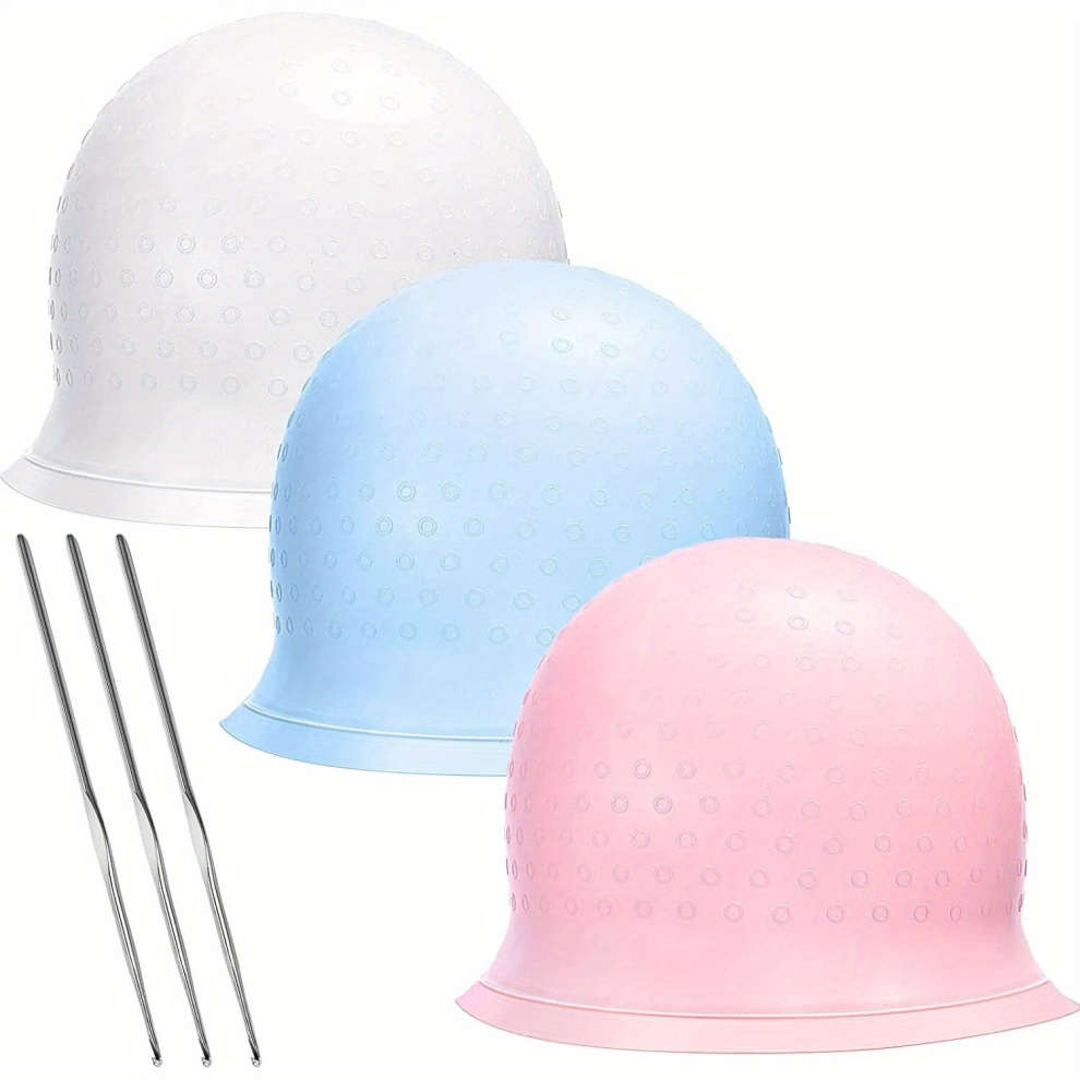 Silicone Hair Coloring Cap Professional Reusable Silicone Highlighting Hat With Hole Hook