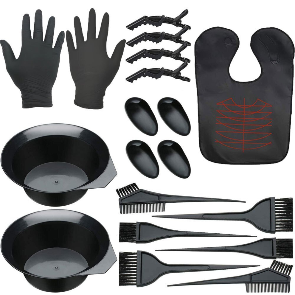Multicoloured 19Pcs 26Pcs Hair Dye Coloring Kit Hair Tinting Bowl Brush Ear Covers Hair Clips Gloves Hair Coloring Accessories For Barber Salon Home Use
