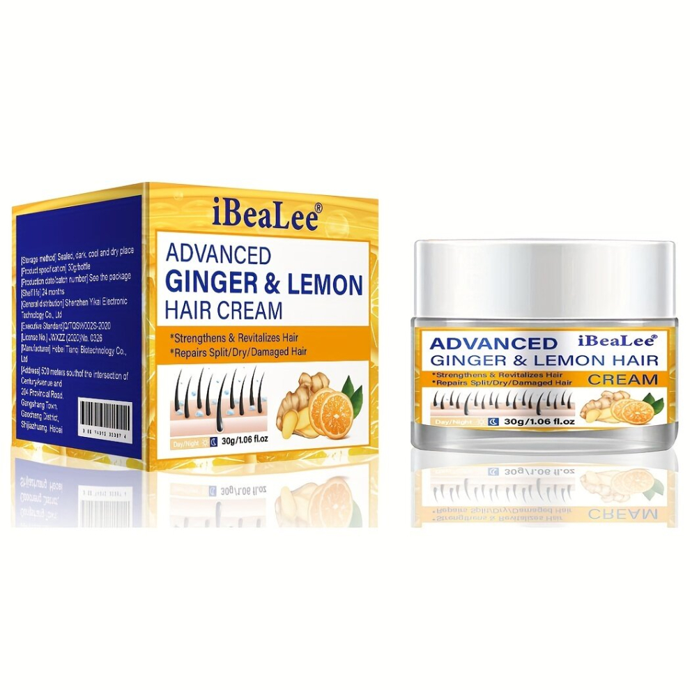 Multicoloured 30Ml Ginger Lemon Hair Care Cream Soften Hair Moisturize Scalp Massage Hair Care Essence Hair Conditioner For Men And Women