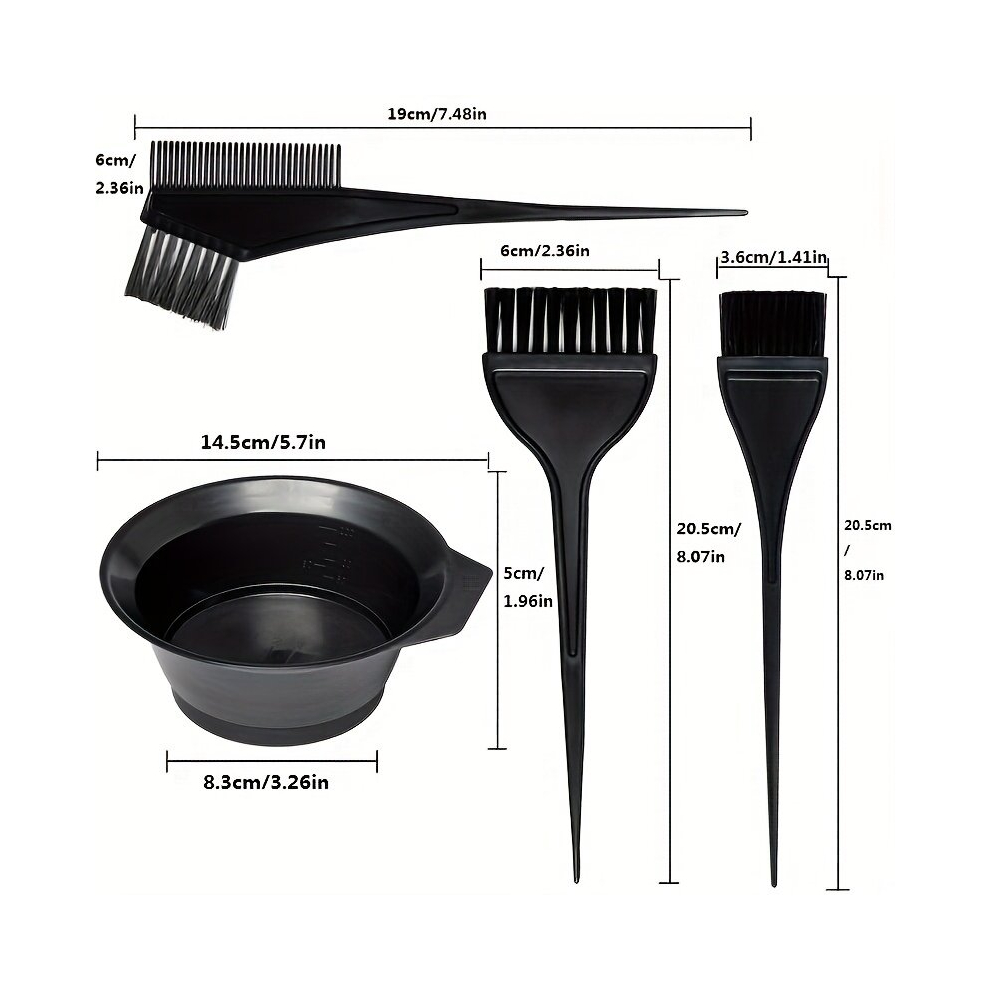 Multicoloured 1 Set Professional Hair Dye Bowl Comb Brush Set For Salon Hairdressing Tools