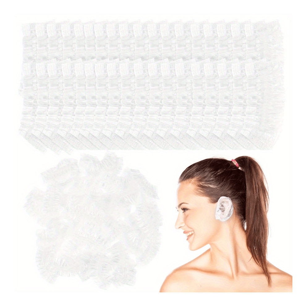 100Pcs Disposable Earmuffs Plastic Ear Muffs Ear Protectors For Hair Dying Coloring Bathing 885676193016