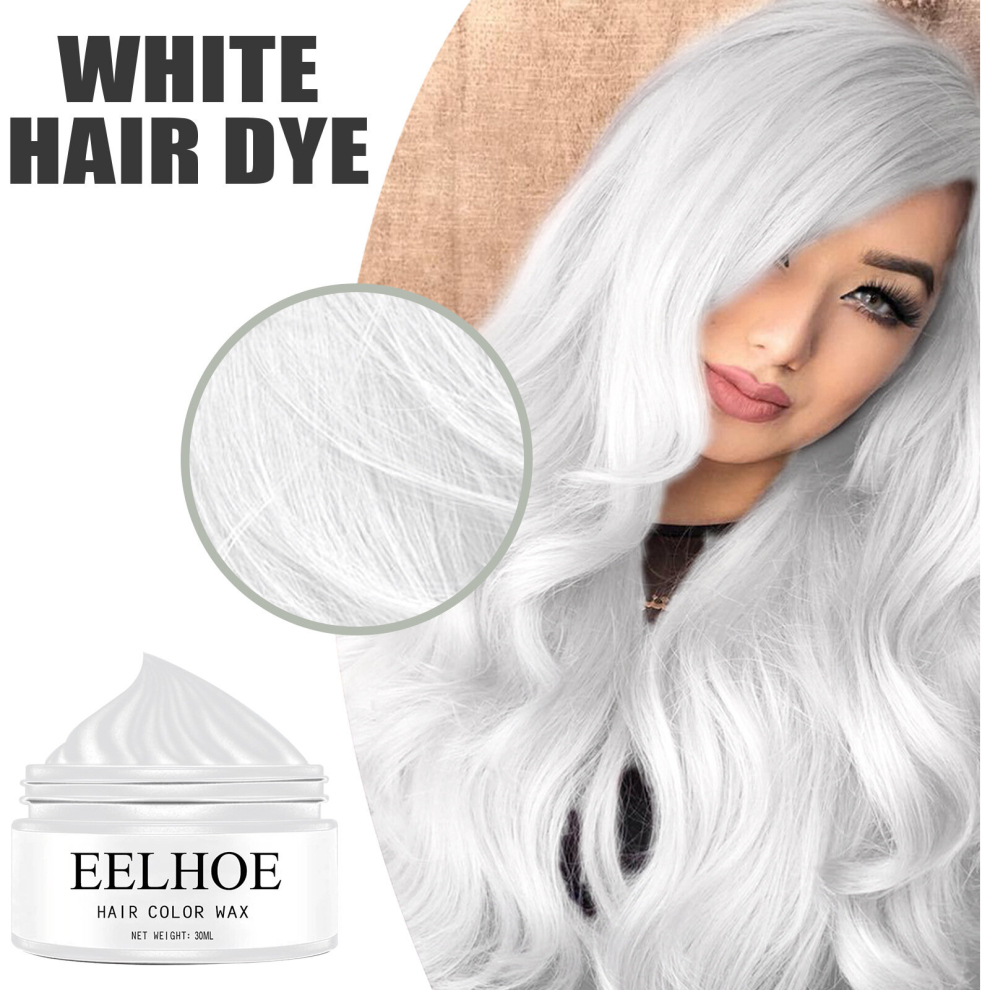 White 1Pc Temporary Dyeing Hair Wax Colorful Hair Wax Temporary Hair Mud Natural Disposable Easy Dyeing Wax
