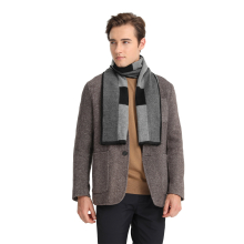 (Black) Men's Fashion Irregular Grid Winter Scarf For Warmth And Style