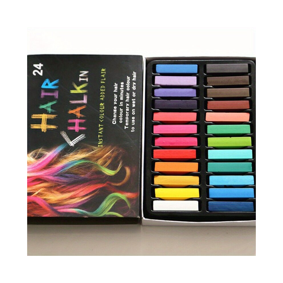 Multicoloured 24Pcs Set Hair Coloring Chalk Halloween Costume Party Disposable Hair Coloring Pen Temporary Soft Crayon Hair Coloring Stick