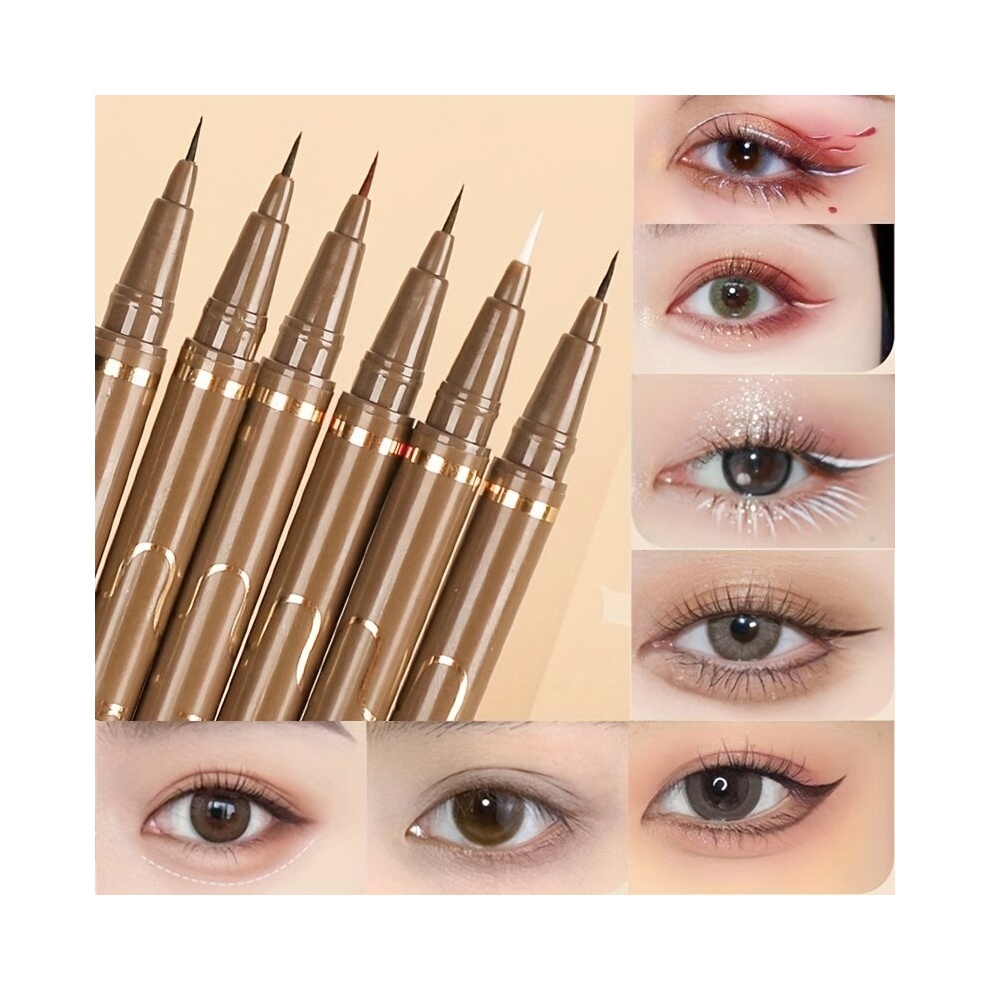 Multicoloured 6Pcs Liquid Eyeliner Eyelid Under Crease Pen Set Waterproof Fast Drying Brown Smudge Proof Eyeliner Liquid Eye Makeup Pencil Set