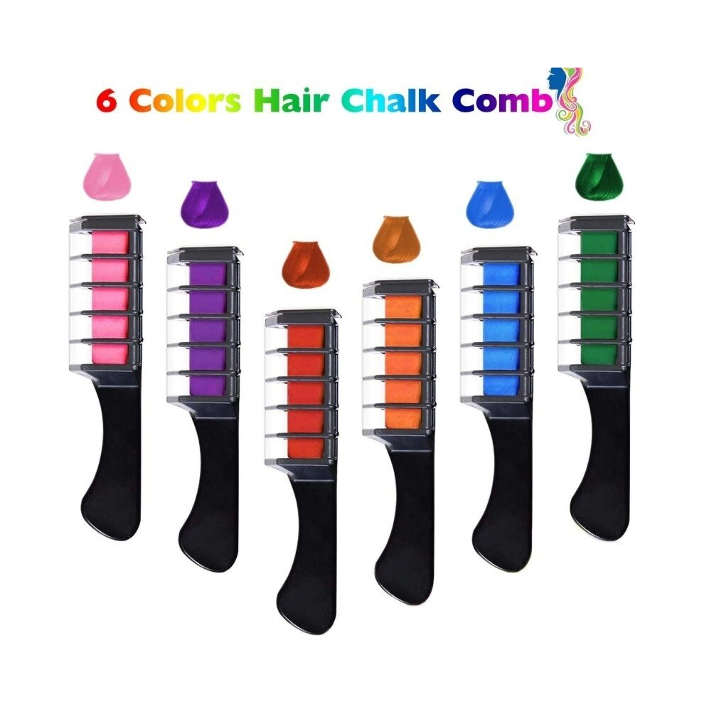 Multicoloured 6 Colors Washable Hair Chalk Comb Temporary Hair Cream For Makeup And Hair Dye Easy To Use Hair Brush Pens