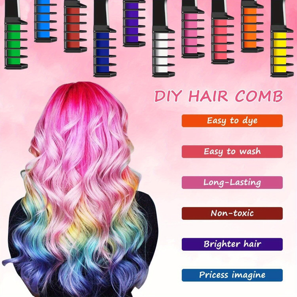 Multicoloured Washable Hair Chalk Comb For Girls Temporary Hair Dye For Halloween Christmas And Cosplay Age 4