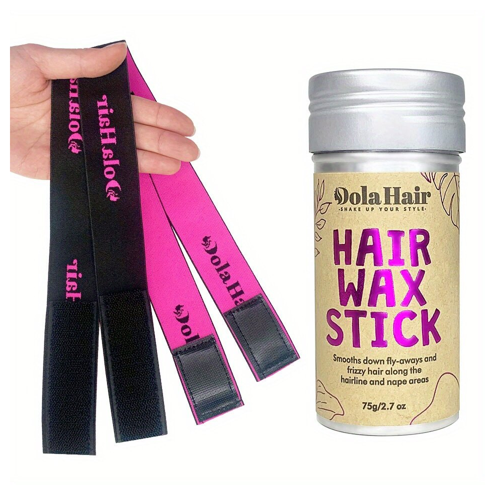 Wax Stick With 2 Pcs Lace Melting Band Elastic Bands For Wig Flyaway Wax Stick For Hair Wig Lace Band For Melting Lace Wigs Edges Sleek Finish Styling
