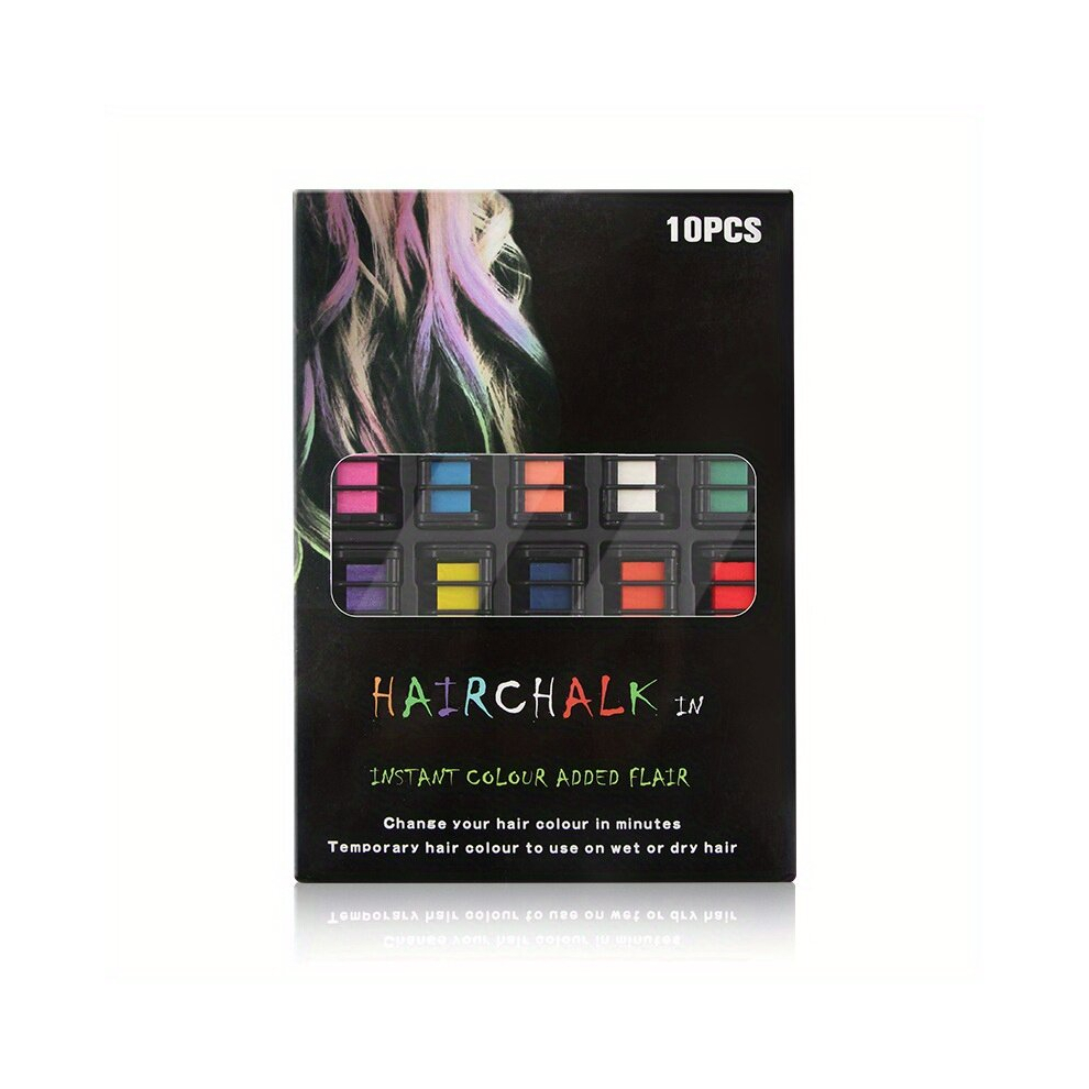 Multicoloured 10Pcs Colorful Hair Dye Chalk Comb Set Temporary Hair Coloring Chalk Comb Disposable Hair Coloring Chalk Comb For Halloween Party Cosplay Use