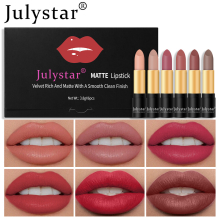 6pcs Lipstick Set Set Box Colorfast Smudge Proof Matte Finish Lipstick Set Rich Rendering Lipstick Set 3 8g 6pcs