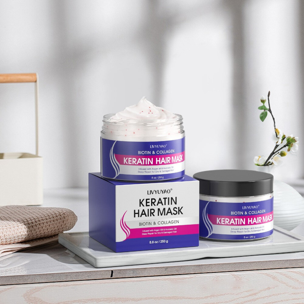 Multicoloured Restore Damaged Hair With Biotin Collagen And Keratin Hair Mask Deeply Nourishes And Repairs Dry Brittle Hair