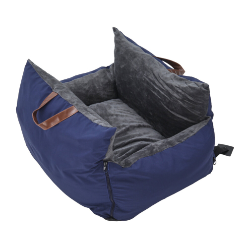 Living And Home Plush Pet Car Seat Bed with Handle and Adjustable Strap
