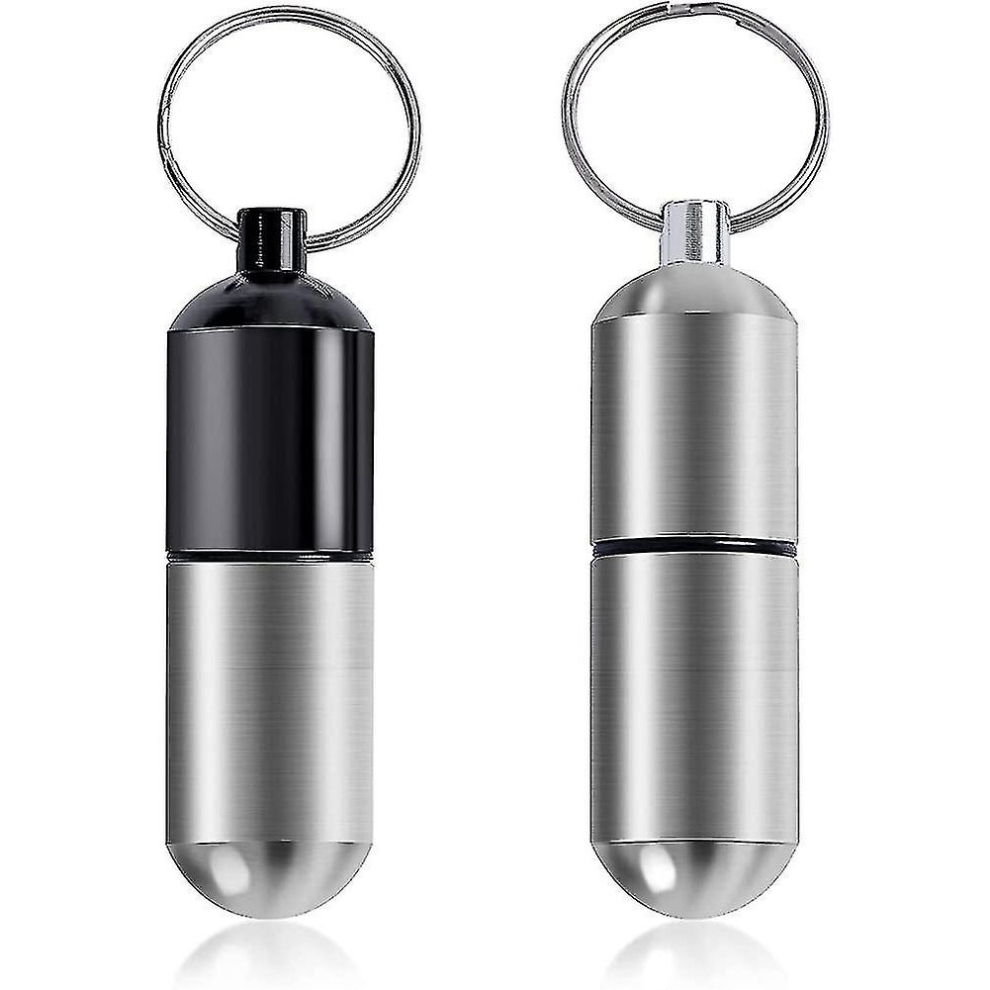 2 Pack Keychain Pill Holder, Mini Portable Pill Case Bottle For Purse, Waterproo