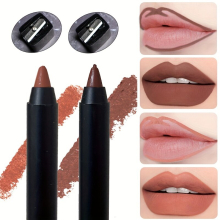2pcs 3 Pcs Dark Brown Lipliner Soil Brown Matte Lipstick Pen Can Sharpen Waterproof Not Smudge With Pencil Sharpener