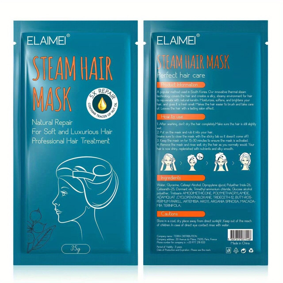 Moisturizing Steam Hair Mask for Damaged and Dry Hair Repairs and Revitalizes Hair for Men and Women