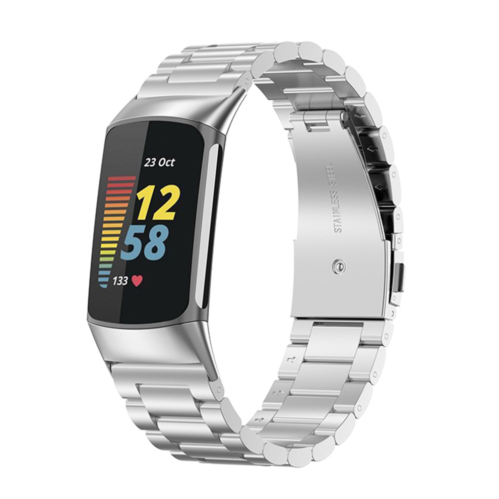 (Sliver) For Fitbit Charge 6 / 5 Band Metal Replacement Wristband Watch Strap Bracelet Sports Silver 713929769766