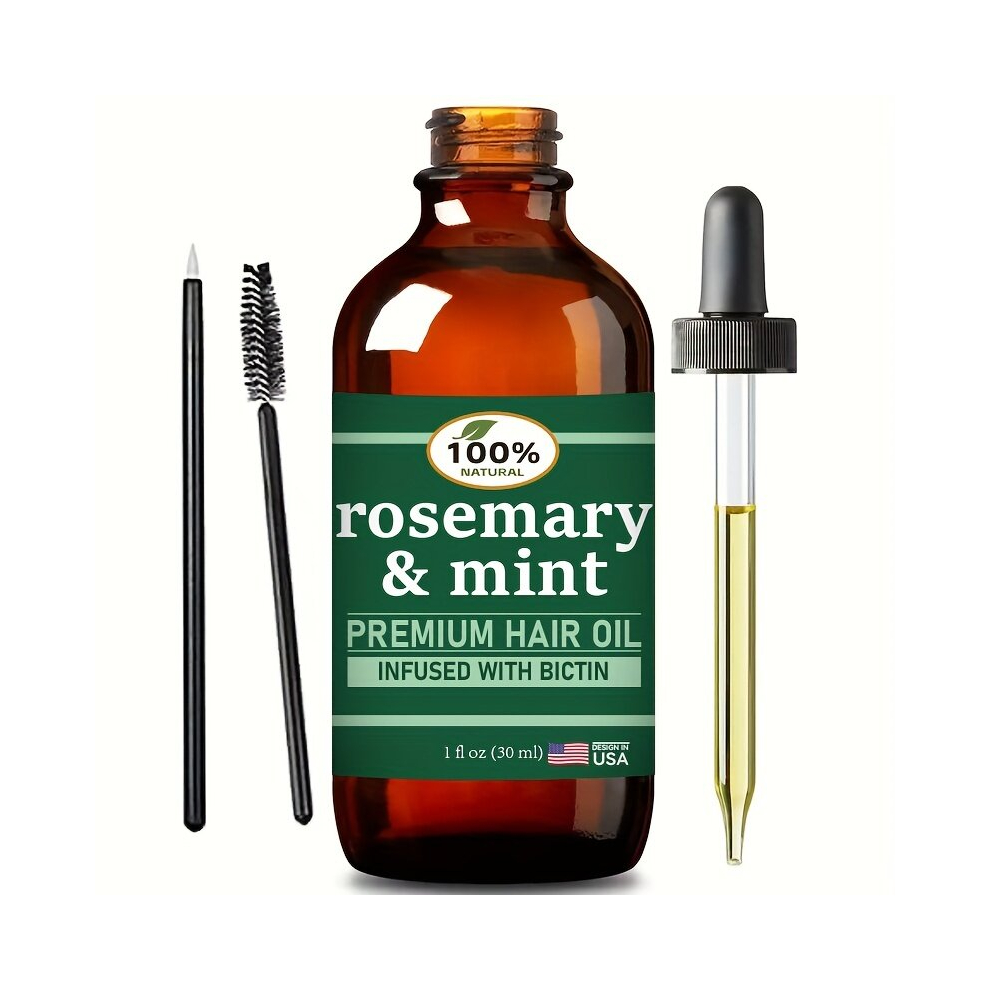 100 Natural Rosemary & Mint Hair Essential Hair Care Product Infused With Biotin Healthy Hair Penetrates Root To Tip