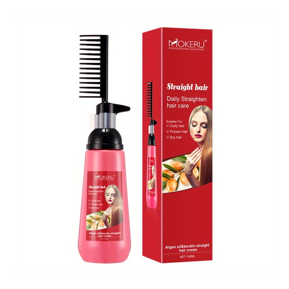 Keratin Corrective Cream With Comb Straight Hair Cream Moisturize Smooth Straightening Hair Conditioner With Argan And Keratin