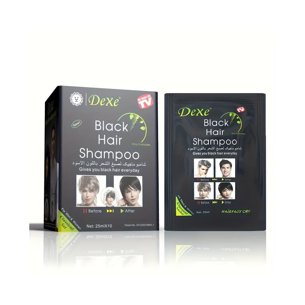Black 10Pcs Natural Hair Dye Shampoo For Gray Hair Herbal Ingredients Semi Permanent Hair Shampoo For Women And Men