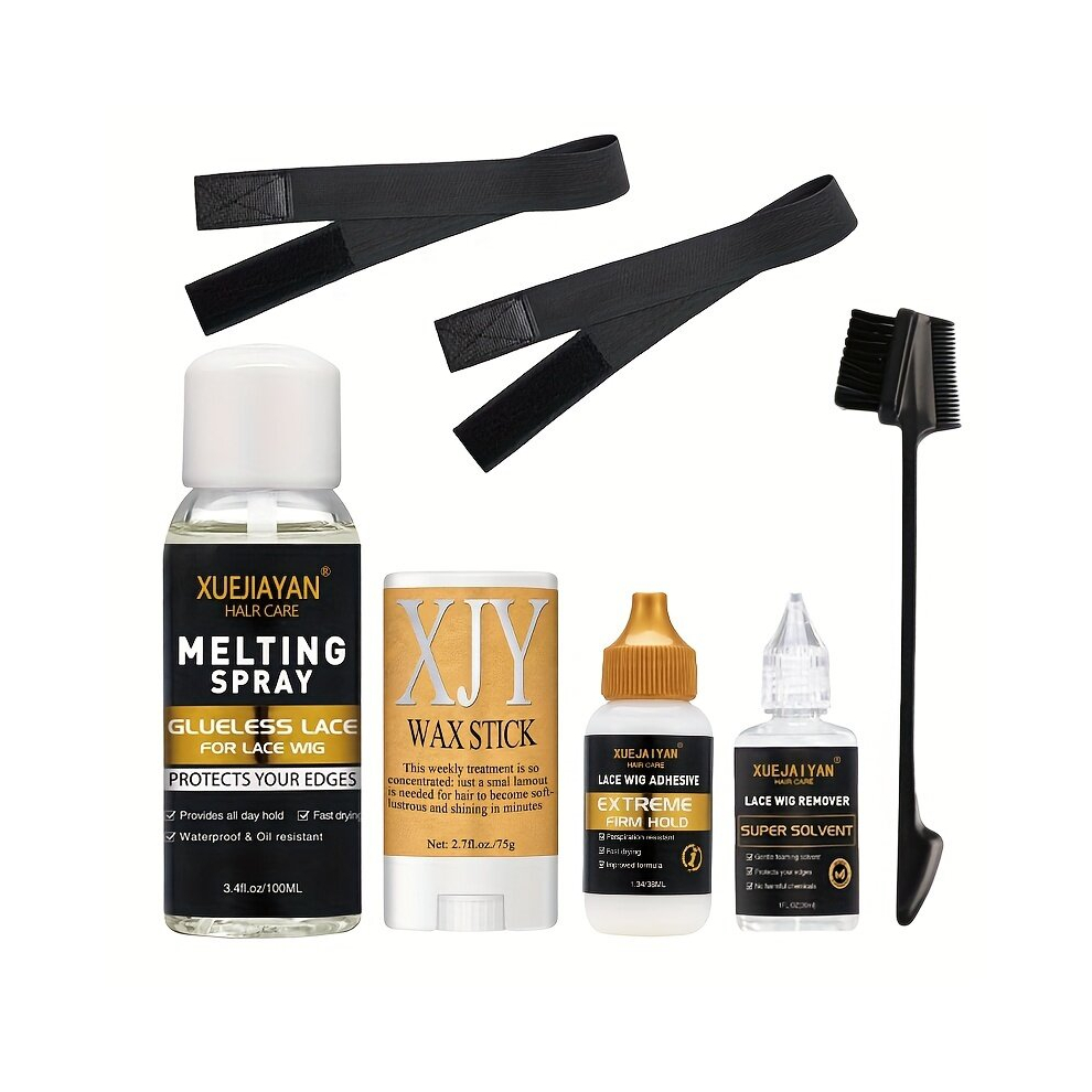 Long lasting Lace Glue Spray Kit Lace Glue For Lace Front Wigs Waterproof Lace Glue With Tools And Lace Melt Spray Wax Stick wig Glue Remover Edge Con