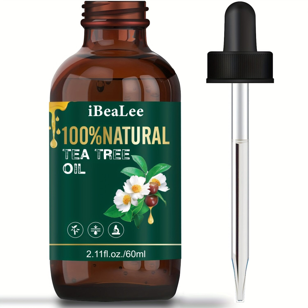 Multicoloured 60Ml Organic Tea Tree Essential For Hair 100 Pure & Natural Hair &Care & Scalp Care Natural Tea Tree Essentia With Glass Dropper