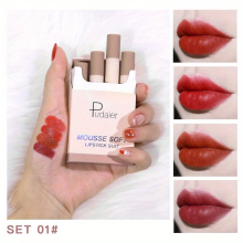 4Pcs Silky Tube Lipstick Set Matte Soft Velvet Liquid Lipstick Portable Long Lasting Moisturising Set Lip Stain For Women Girls Waterproof Lip Tint Se