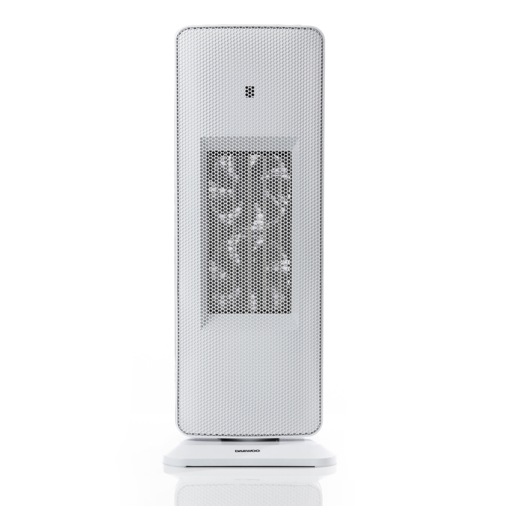 Daewoo Ceramic PTC Tower Fan Heater Oscillating 2000W With Timer & Remote Control White