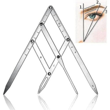 Eyebrow Tattoo Ruler Mean Caliper, Stainless Steel Foldable Eyebrow Microblading Permanent Makeup Stencil Reusable Measure Tool1pcs