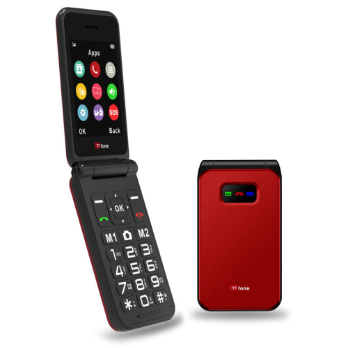 (USB Cable, Smarty) TTfone TT760 Red 4G Big Button Mobile Phone