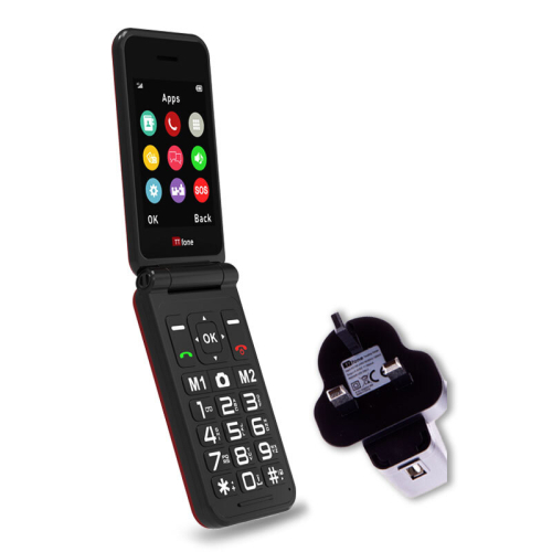 (Mains Charger, Three) TTfone TT760 Red 4G Big Button Mobile Phone