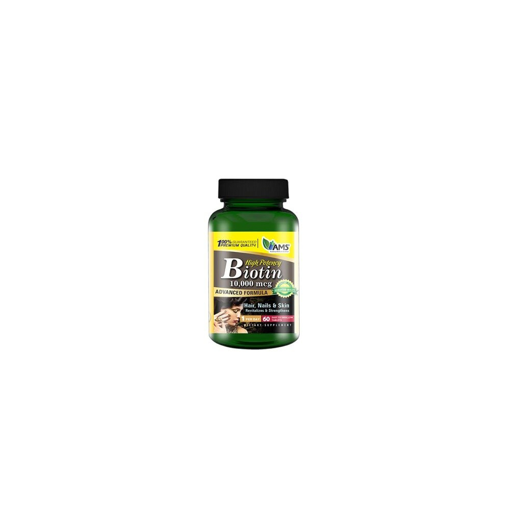 AMS Biotin 10,000mcg Tablets 60's Helps Strengthen Hair, Nourish Nails
