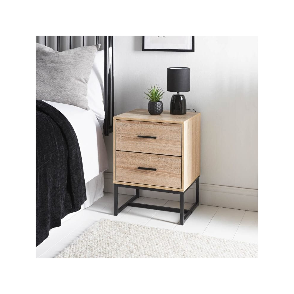 Michigan 2 Drawer Bedside Table Enhance the look &feel of any bedroom