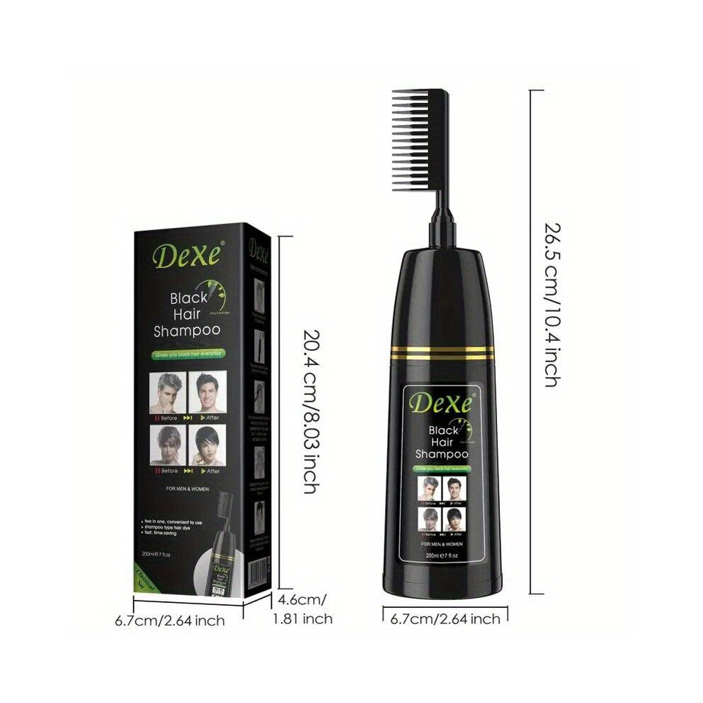 Black 200Ml Instant Hair Shampoo With Comb Semi Permanent Hair Dye Shampoo For Men And Women