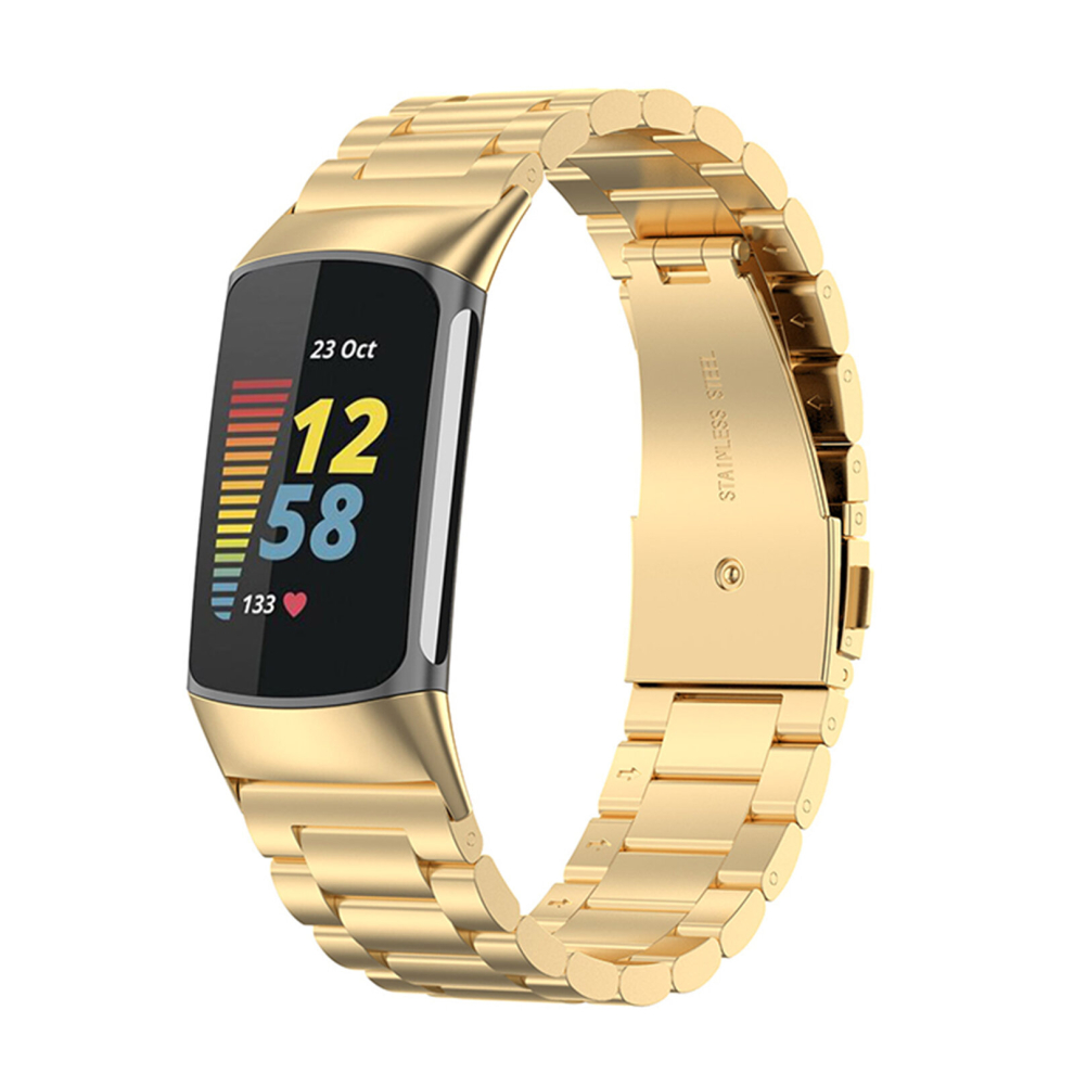 (Gold) For Fitbit Charge 6 / 5 Band Metal Replacement Wristband Watch Strap Bracelet Sports Gold 713929769773