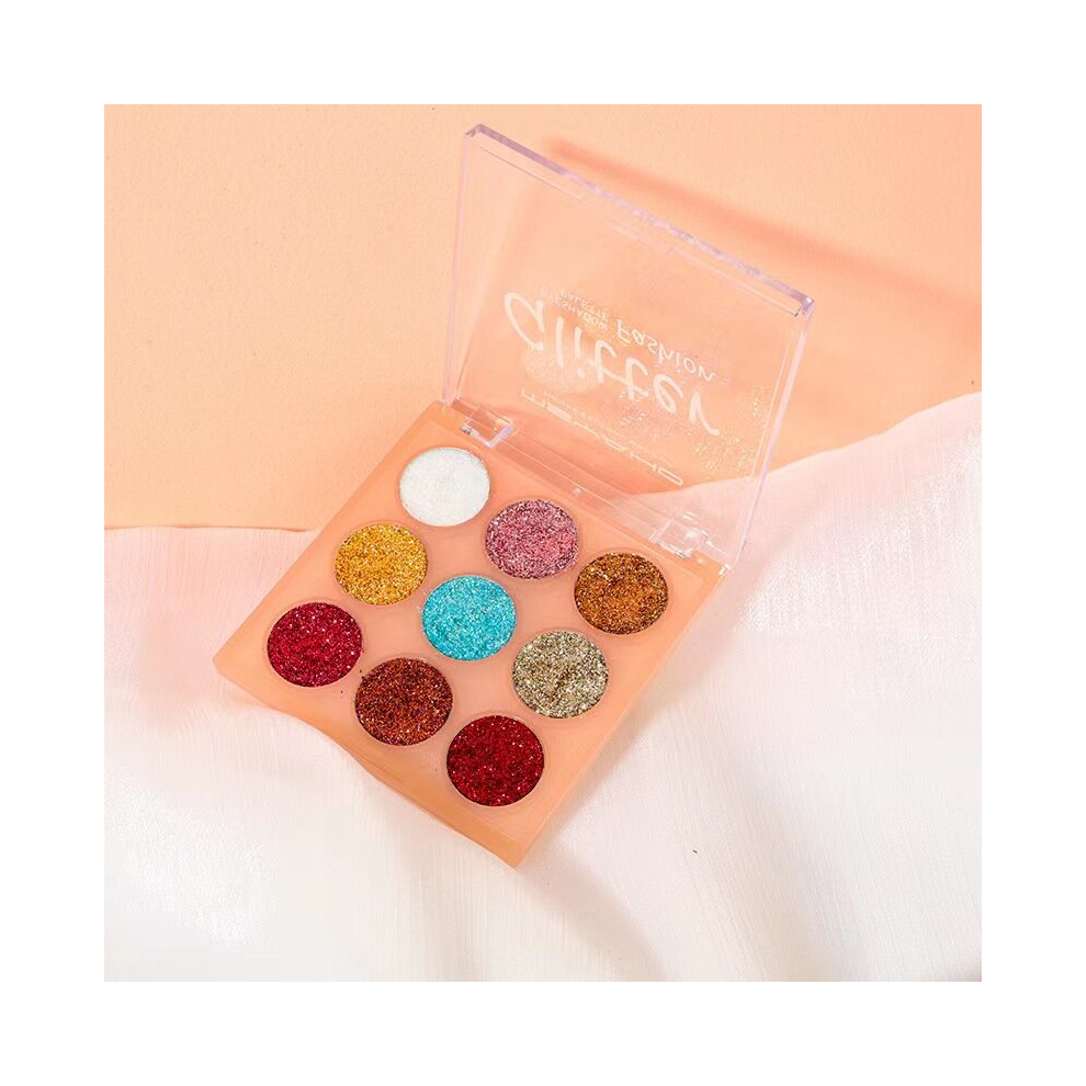 Multicoloured 9 Glitter Eyeshadow Palette Mineral Ultra Shimmer Sequins Brightening Eyeshadow Powder Long Lasting Waterproof Makeup Palette For Stages Parties And F