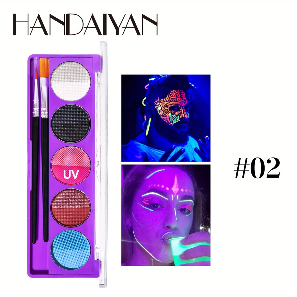 Multicoloured 10 Colors Face Painting Makeup Palette Fluorescent Uv Light Water Soluble Body Painting Palette Stage Halloween Makeup