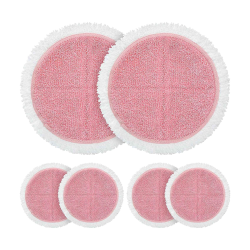 6-Pack Replacement Cleaning Pads for Spin Electric Mop - Pink Microfiber, Reusable & Washable Pads for Wood, Tile, Laminate Floors