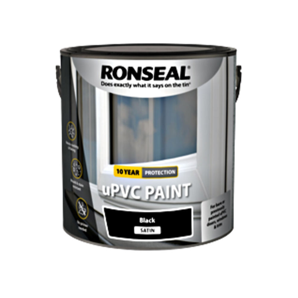 Ronseal UPVC Paint Black Satin, 2.5L