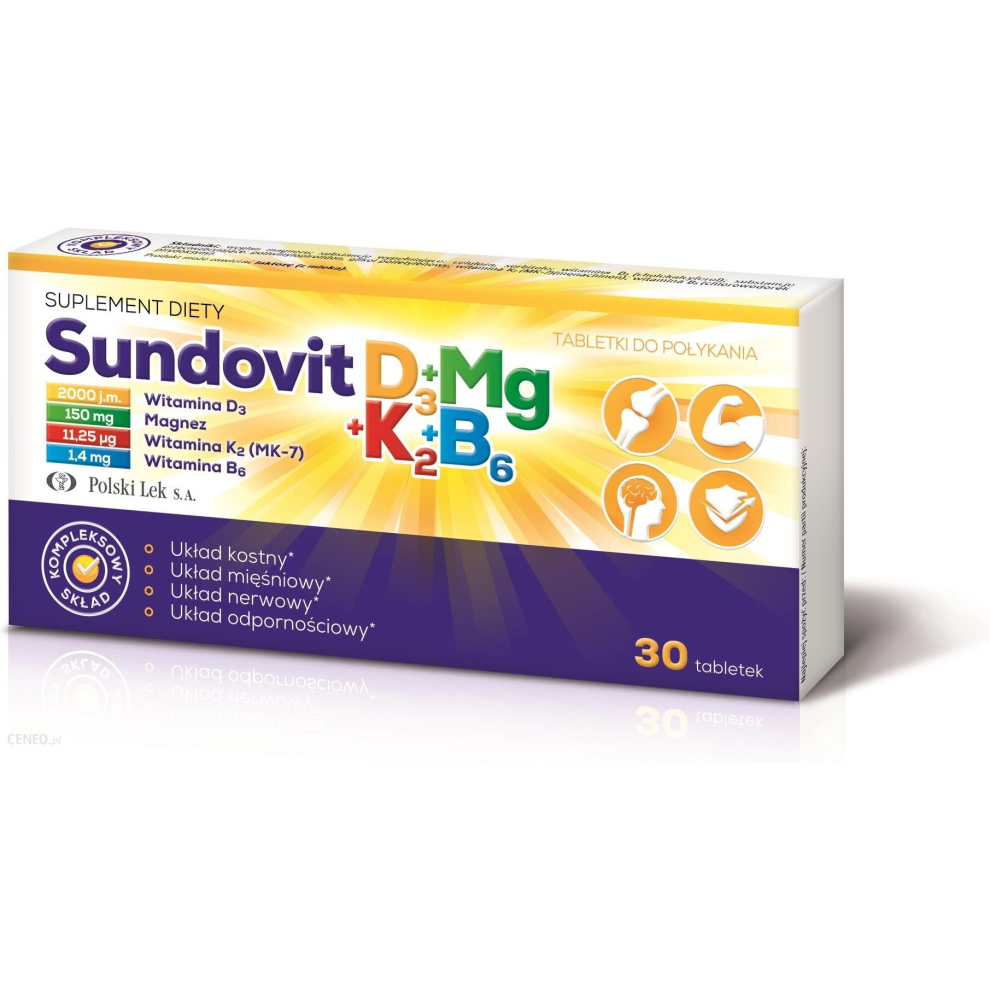 Polski Lek Sundovit D3+Mg+K2+B6 30tab immune nervous muscles suplement