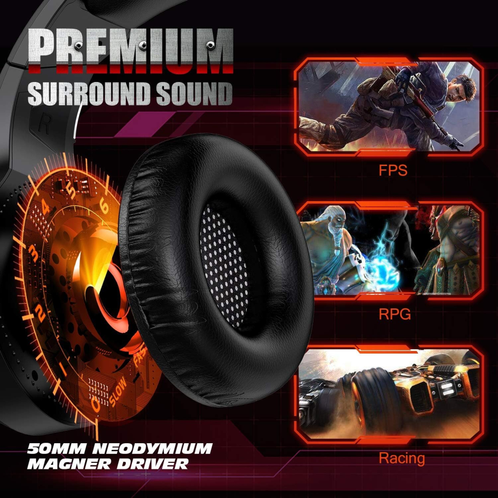 Gaming Headset Headset With Stereo Surround Sound,Ps4 Gaming Headset With Mic & Led Noise Cancelling Light 7770197773799