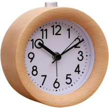 Handmade round wooden alarm clock Round digital alarm clock Silent bedside table Beech wood alarm clock