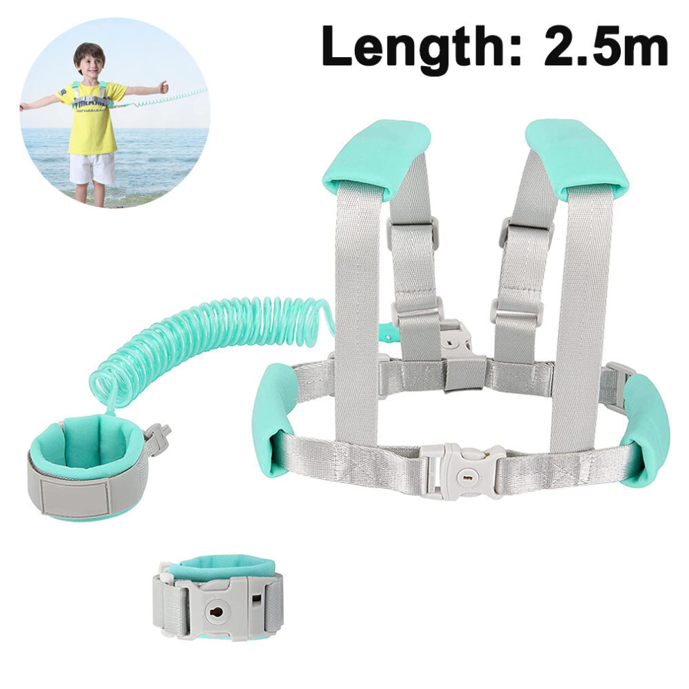 2 In 1 -Anti Lost Wrist Link For Toddlers -Toddler Harness,Baby Leash,Leash For Toddlers-Mint -2.5M Green Tianfu