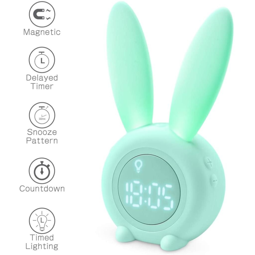 Children's Alarm Clock Cute Rabbit Wake Up Children's Alarm Clock Creative Bedside Lamp Snooze Function Light Tianfu