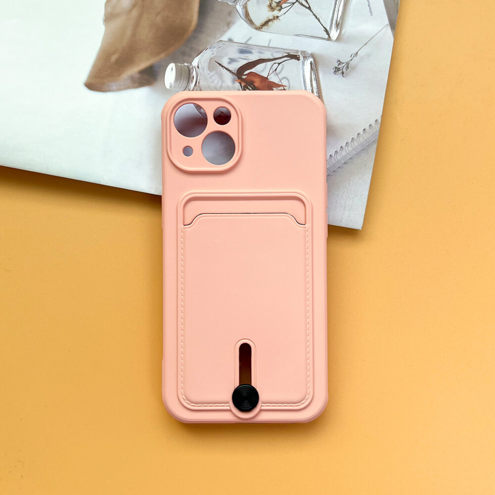 Silicone Card Holder Protection Case Compatible With Iphone 15 In Pink 9145584622918