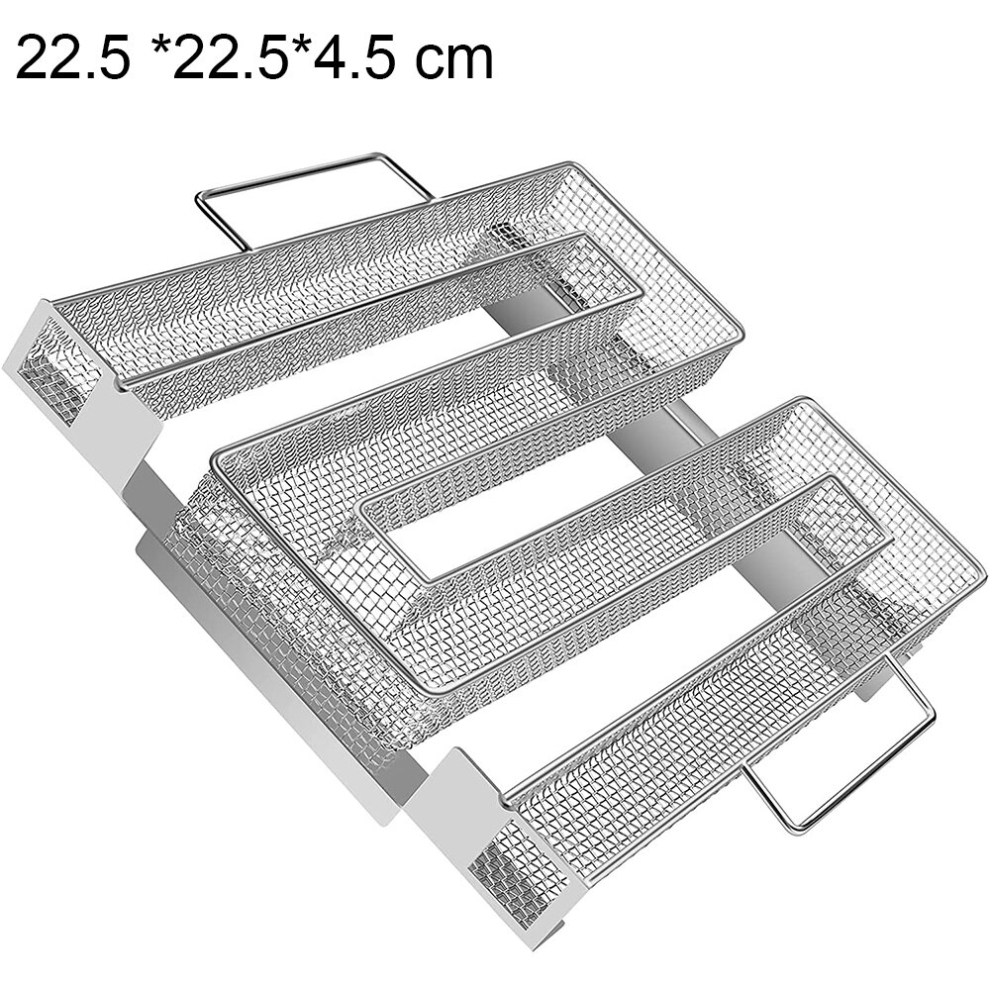 Cold Smoke Box, Stainless Steel Cold Smoke Generator, BBQ Grill Cold Smoke Box With Brush And Hooks-M-shaped B