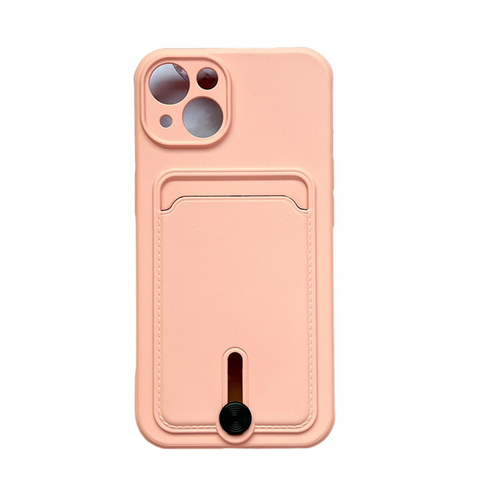 Silicone Card Holder Protection Case Compatible With Iphone 15 Plus In Pink 9145584623113