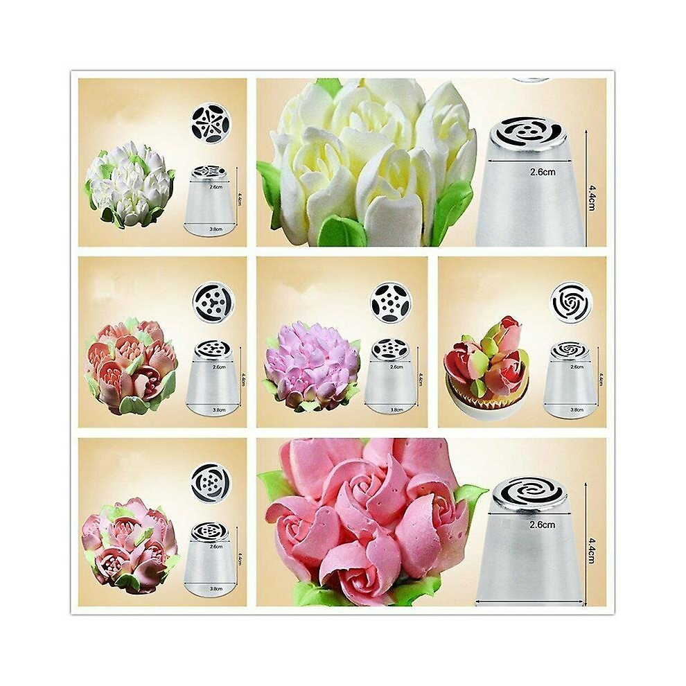 7pcs Flower Russian Icing Piping Nozzles Pastry Tips Cake Decorating Baking Tool