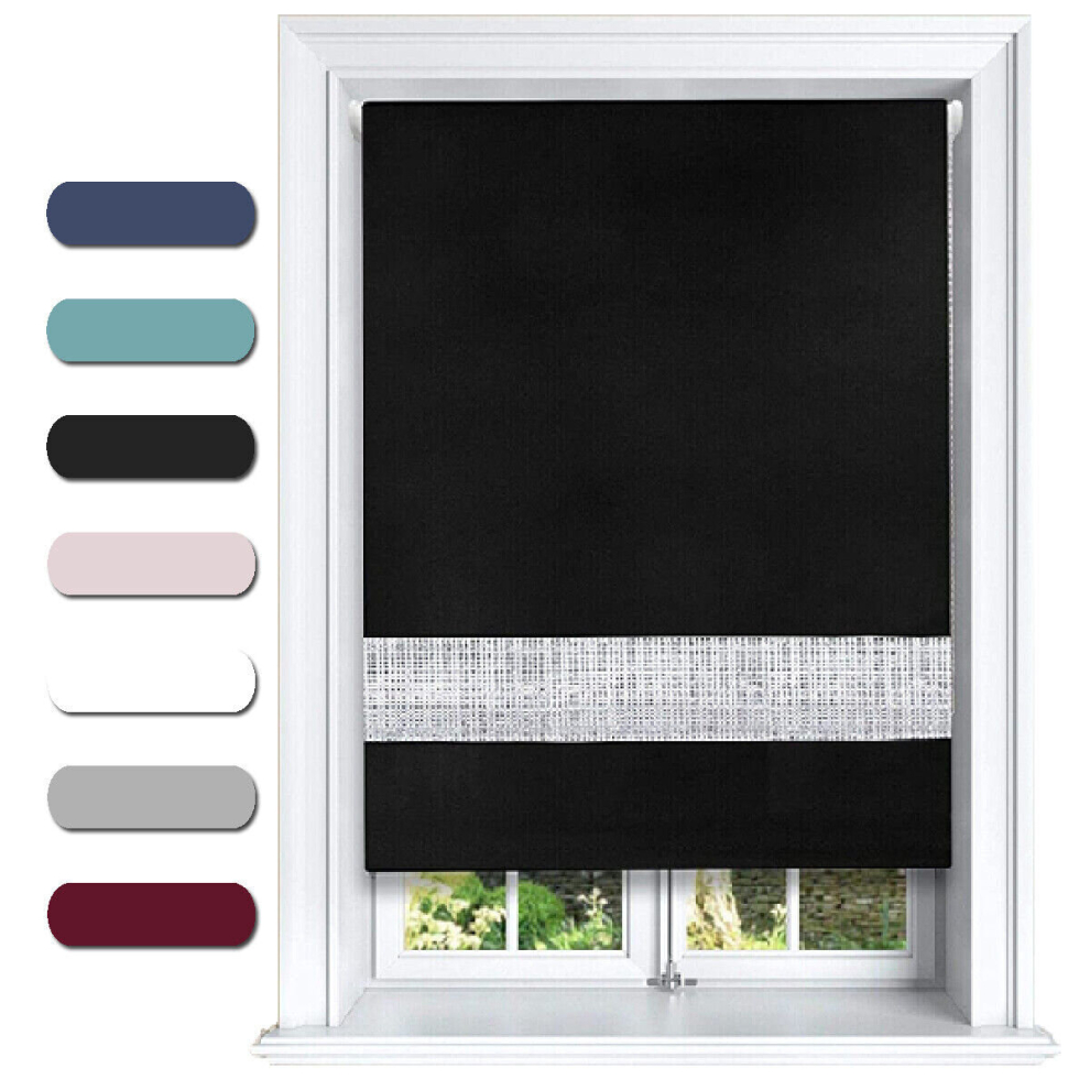 Lister Cartwright (120 Cm Width X 165 Cm Drop, Black) Diamante Blackout Roller Blinds For Windows